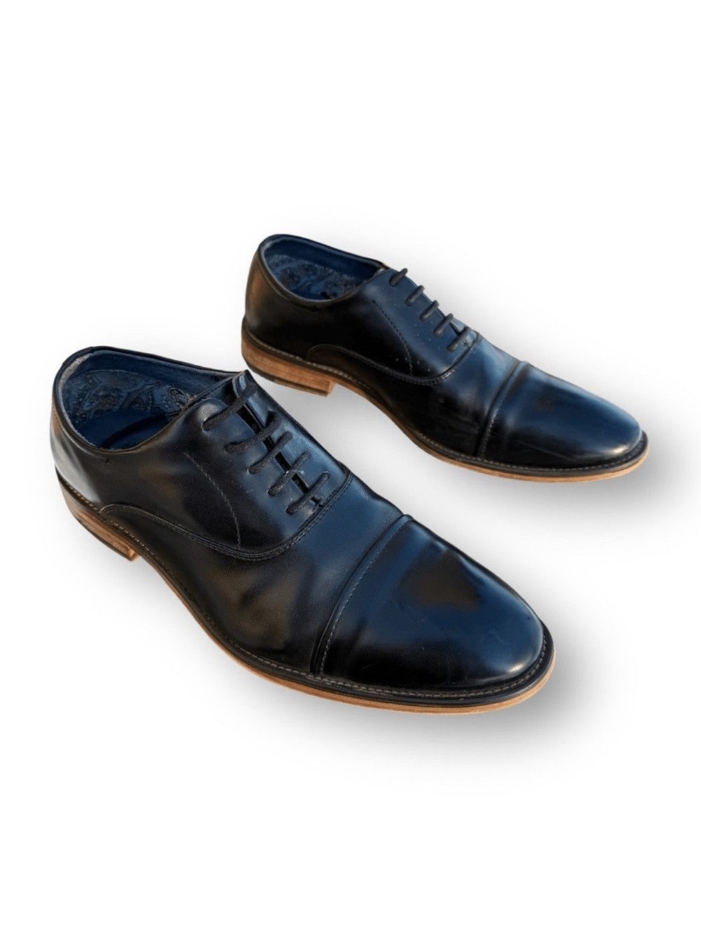 Bruno Marc Men's Louis-2 Cap Tow Oxford Dres Shoes Black Leather size 9